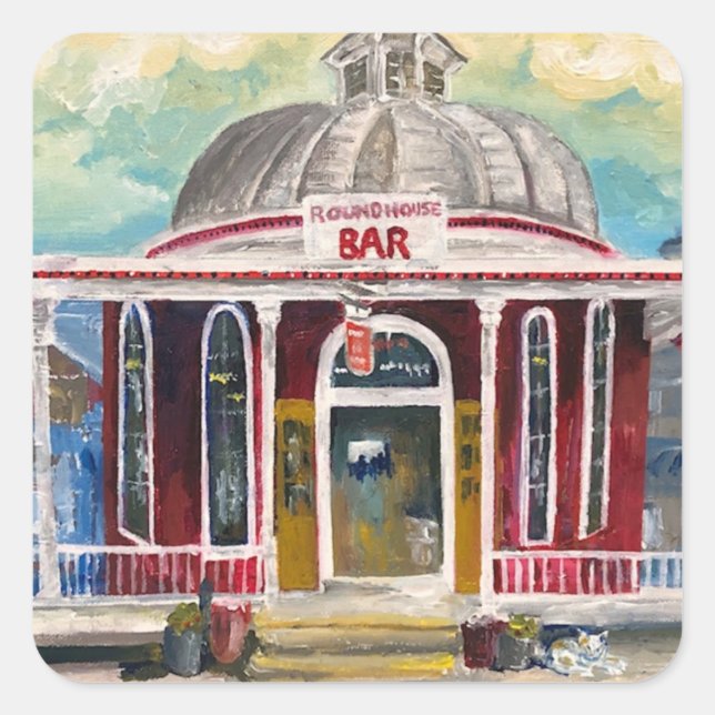 "Round House Bar" Put in Bay  Square Sticker (Front)