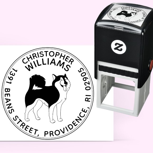 Round Husky Return Address Self-inking Stamp (Creator Uploaded)
