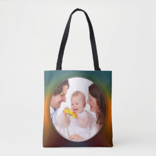 Round in Square Frame coloured 1 + your photo Tote Bag