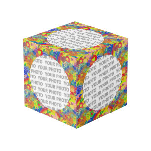 Round in Square Frame flower power 1 + your photo