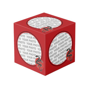 Round in Square Frame red / Dragon + your photo