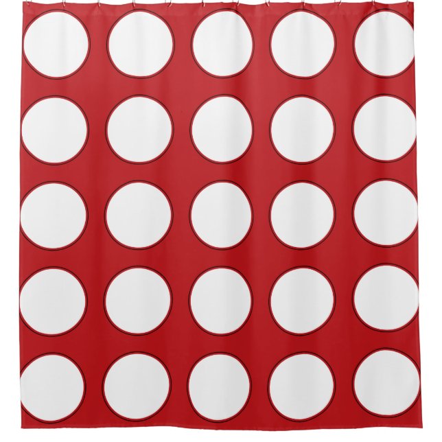 Round in Square Frame red + your ideas Shower Curtain (Front)