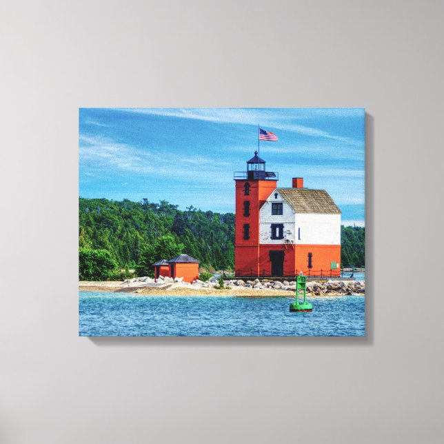 Round Island Lighthouse Canvas Print (Front)