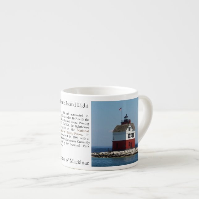 Round Island Lighthouse history espresso mug (Front Right)