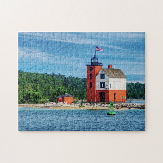 Round Island Lighthouse Jigsaw Puzzle (Horizontal)