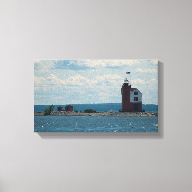 Round Island Lighthouse, Mackinac Island, Michigan Canvas Print (Front)