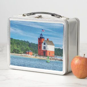 Round Island Lighthouse Metal Lunch Box