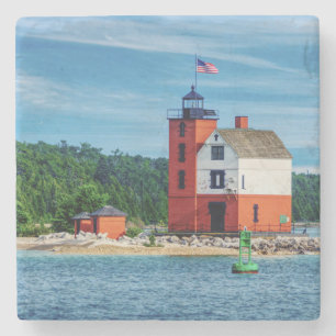 Round Island Lighthouse Stone Coaster