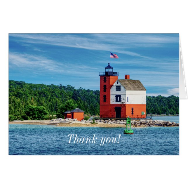 Round Island Lighthouse Thank you Notecard (Front Horizontal)