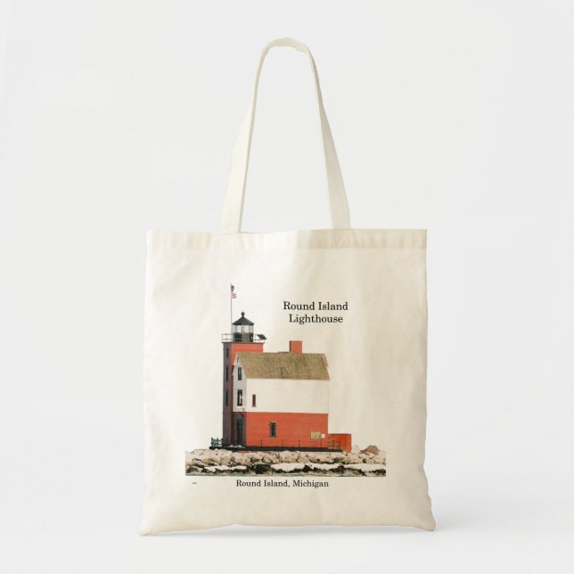 Round Island Lighthouse tote bag (Front)