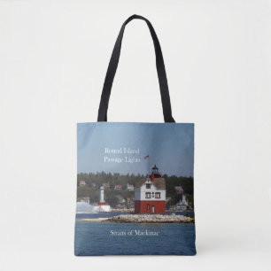 Round Island Passage Lights all over tote bag