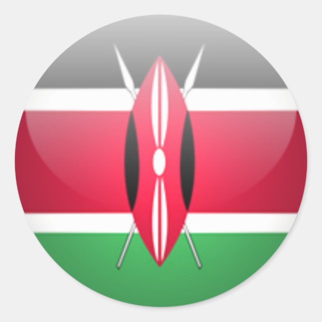 Round Kenya Flag Sticker (Front)