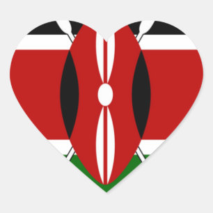 Round Kenyan Motif: A National Symbol Heart Sticker