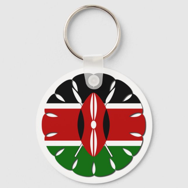 Round Kenyan Motif: A National Symbol Key Ring (Front)