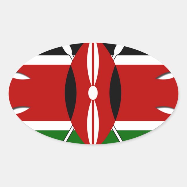 Round Kenyan Motif: A National Symbol Oval Sticker (Front)