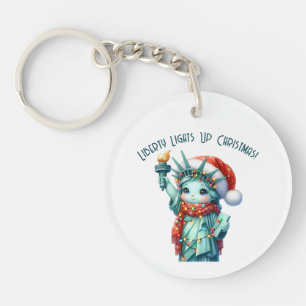 🔑 Round Keychain - Liberty Lights Up Christmas! 
