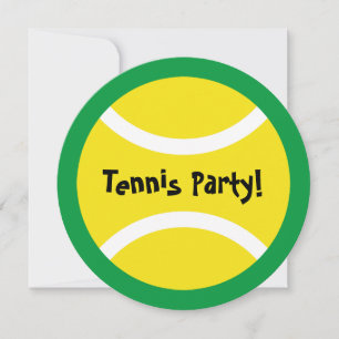 Round kids tennis theme Birthday party invitations