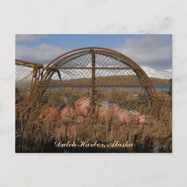 Round King Crab Crabpot, Dutch Harbour, Alaska Postcard (Front)