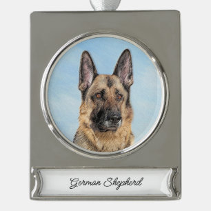 round-large silver plated banner ornament