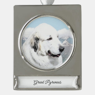 round-large silver plated banner ornament