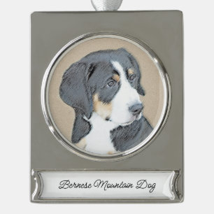 round-large silver plated banner ornament
