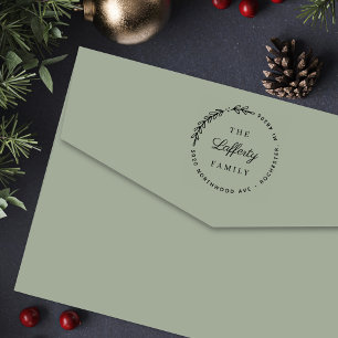 Round Laurel Wreath Return Address Self-inking Stamp