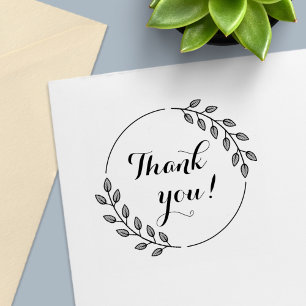 Round Leaves Double Wreath Thank You Self-inking Stamp