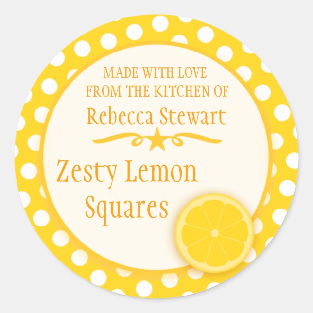 Round lemon cookie exchange baking gift stickers (Front)