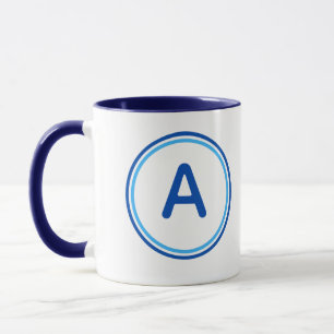 Round Letter Alphabet Blue Circle Design Mug