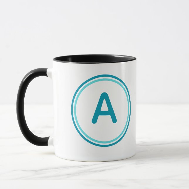 Round Letter Alphabet Cyan Circle Design Mug (Left)