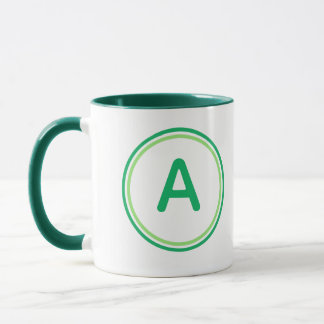 Round Letter Alphabet Green Circle Design Mug