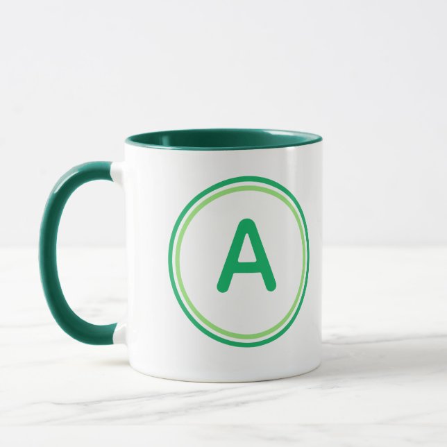 Round Letter Alphabet Green Circle Design Mug (Left)