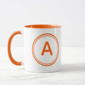 Round Letter Alphabet Orange Circle Design Mug