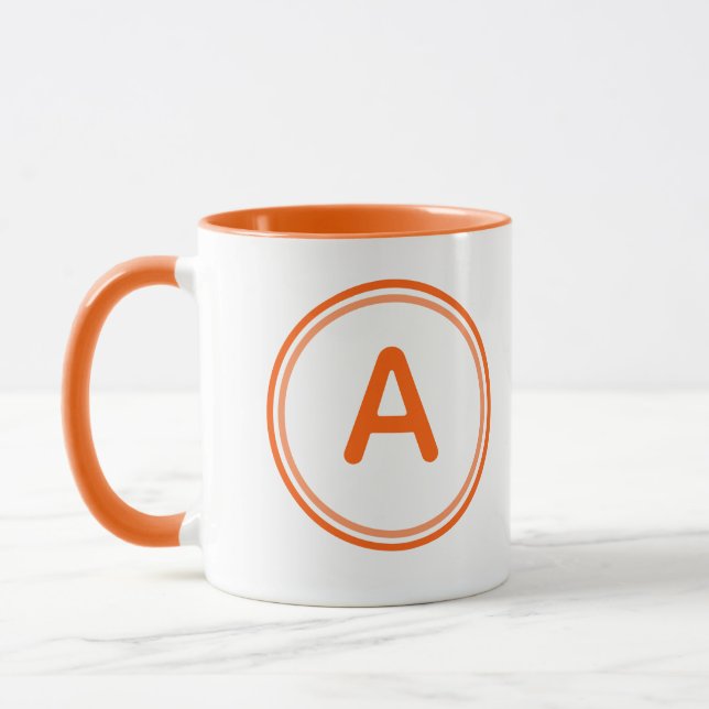 Round Letter Alphabet Orange Circle Design Mug (Left)