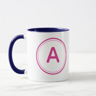 Round Letter Alphabet Pink Circle Design Mug