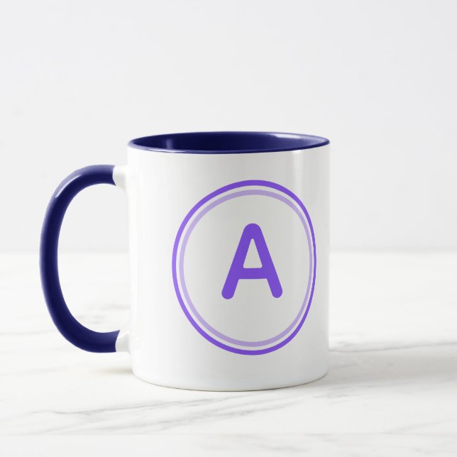 Round Letter Alphabet Purple Circle Design Mug (Left)
