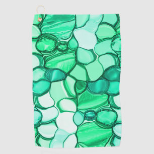 Round like stones in shades of clear green to mint golf towel