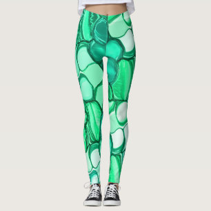 Round like stones in shades of clear green to mint leggings