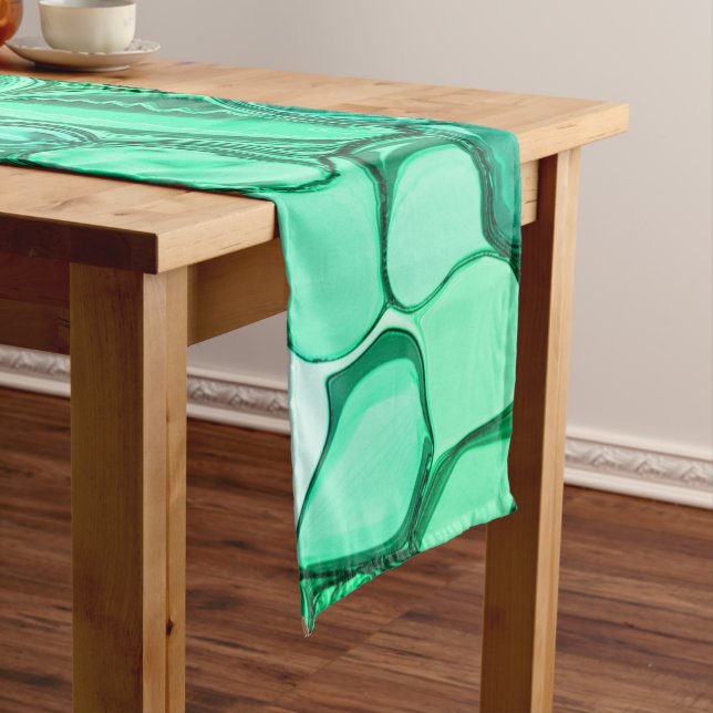 Round like stones in shades of light green to mint long table runner (In Situ)