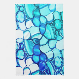 Round like stones in tones similar to aquamarine tea towel