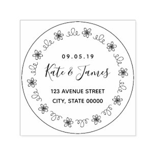 Round logo Family Name Return address ornamental c Self-inking Stamp