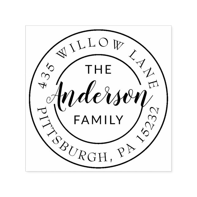 Round logo family name self inking stamp (Design)