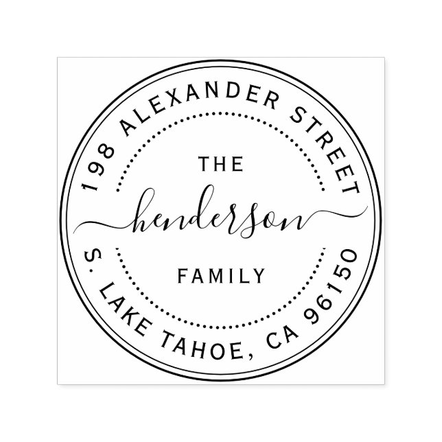 Round logo family return address self-inking stamp (Design)