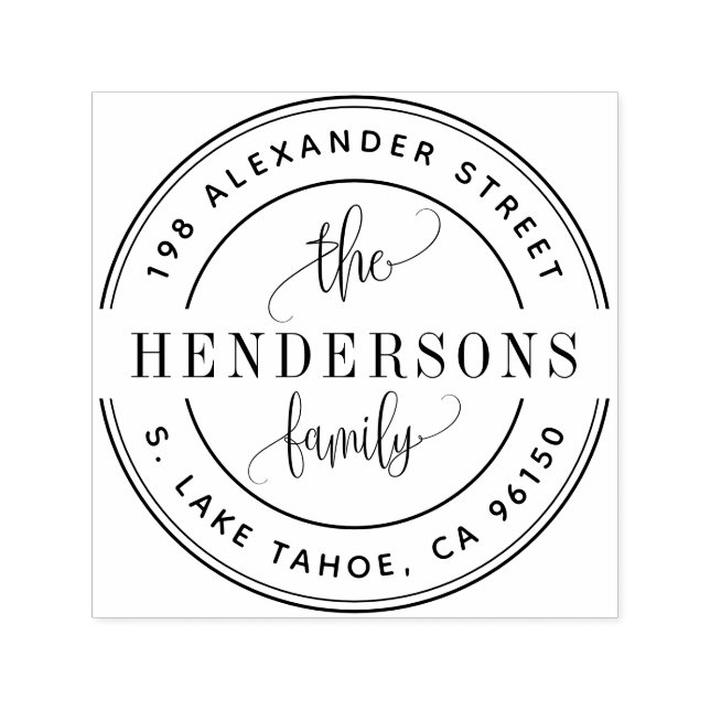 Round logo family return address self-inking stamp (Design)