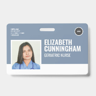 Round Logo Nurse Photo Name Barcode Horizontal ID Badge
