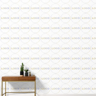 Round Logo Photo on White Simple Pattern Wallpaper