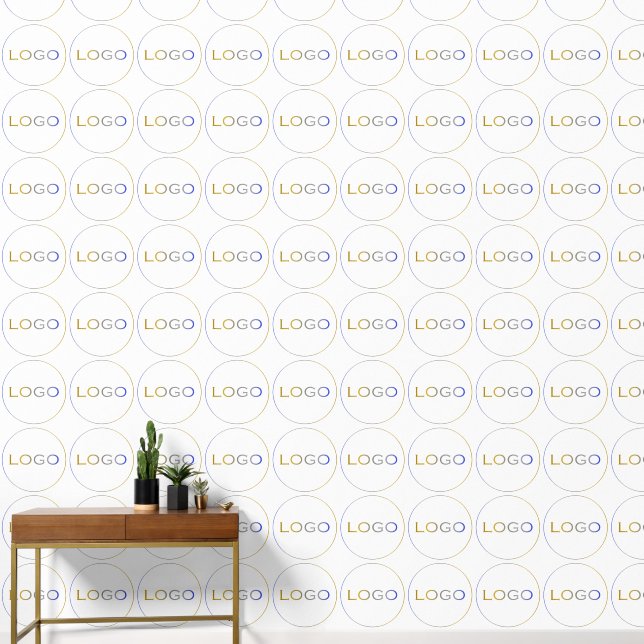 Round Logo Photo on White Simple Pattern Wallpaper (Hallway)