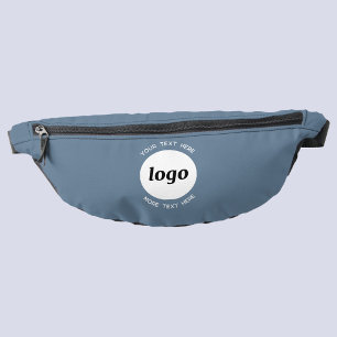 Round Logo Text Promotional Business Blue Gray Bum Bags