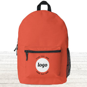 Round Logo Text Promotional Business Orange Printed Backpack