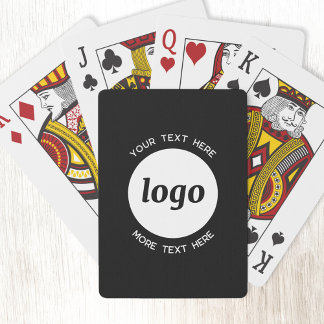 Round Logo with Text Promotional Business Black Playing Cards